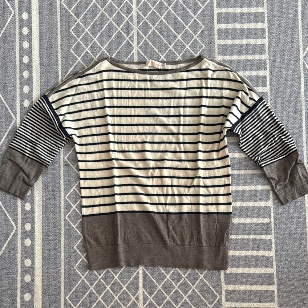 Tory Burch Black and Cream Striped Top